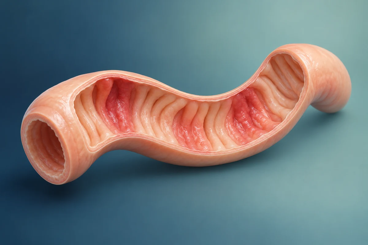 Conceptual illustration of separated areas of bowel inflammation