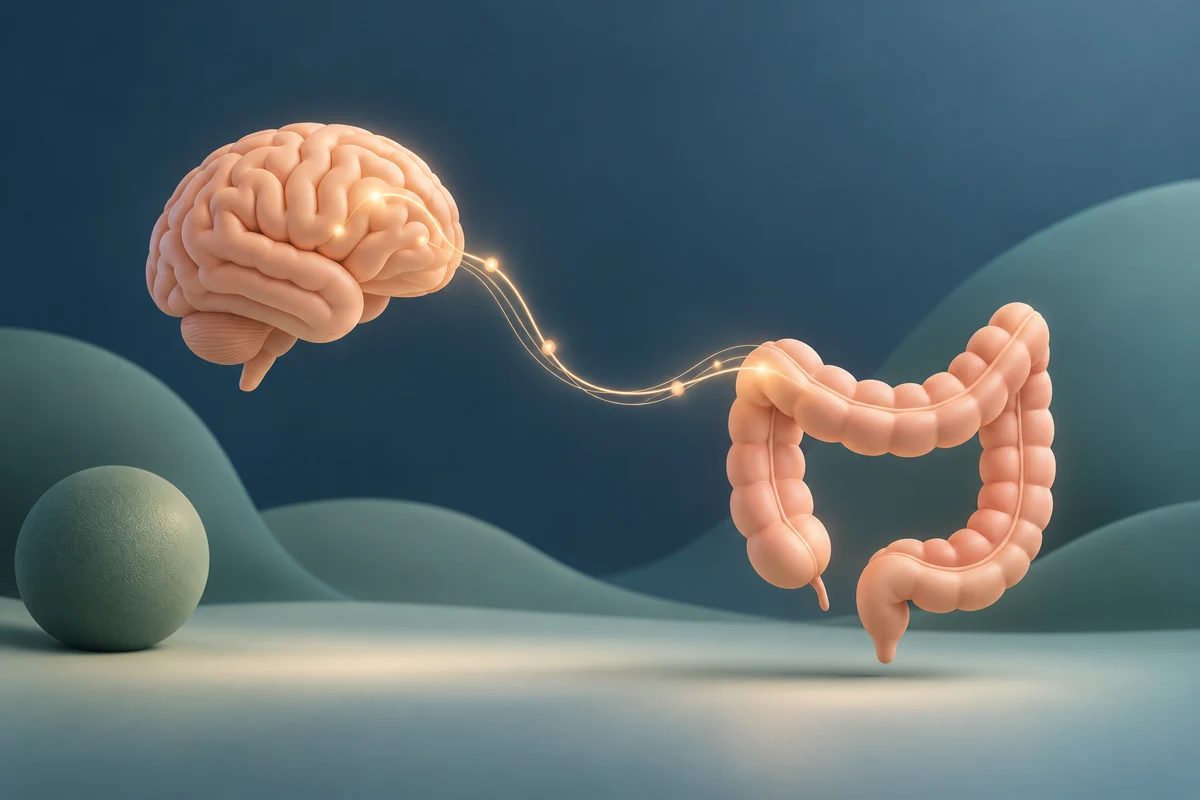 Conceptual illustration of communication between the gut and brain